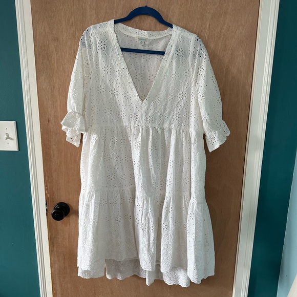 Sundance Dresses & Skirts - Sundance White Eyelet Embroidered Cotton Hi-Low Tiered Dress Boho Petite LG PL